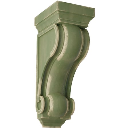 Ekena Millwork 6"W x 7 1/2"D x 16"H Devon Traditional Wood Vintage Decor Corbel, Restoration Green CORWD06X08X16DEGR